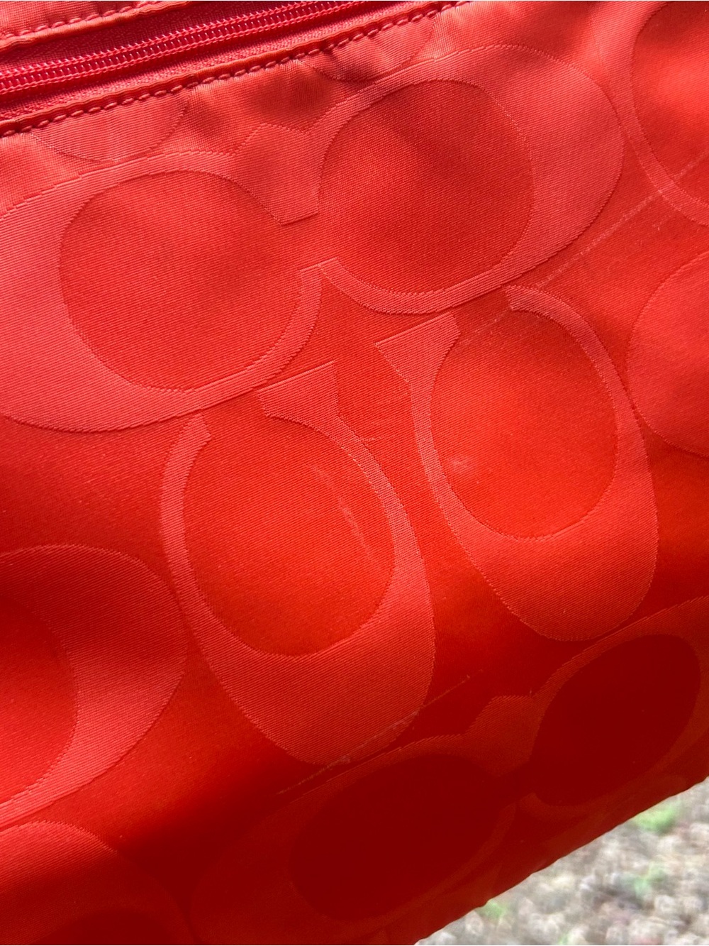 Coach F77577 Signature Nylon Diaper Bag Travel Tote Coral Red Crossbody - Picture 6 of 16